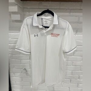 New Under Armour Men White Short Sleeve Polo Size Medium UTRGV Basketball